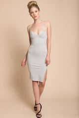 Kaylie Bodycon Wedding Guest Dress Grey