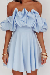 Kailynn Off-Shoulder A-Line Mini Dress Blue